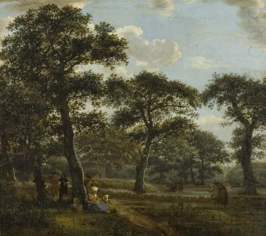Figures Resting and Promenading in an Oak Forest, Jan van der Heyden